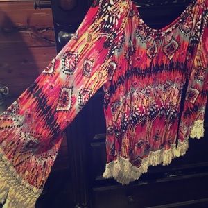 Aztec fringe hem tunic